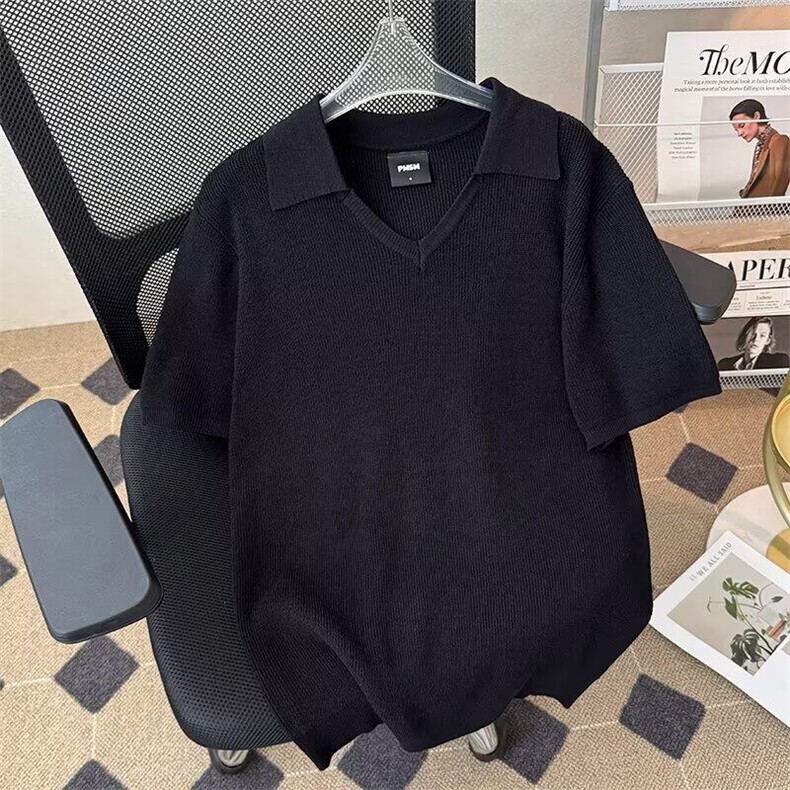 老钱风针织短袖polo衫男夏季美式复古高级感t恤cleanfit凉感半袖,男装T恤,星座410-6（原星座1304-1）