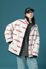 703-Y253冬季高品质印花时尚羊羔毛拼色外套双面穿棉衣，男装棉衣，星座703