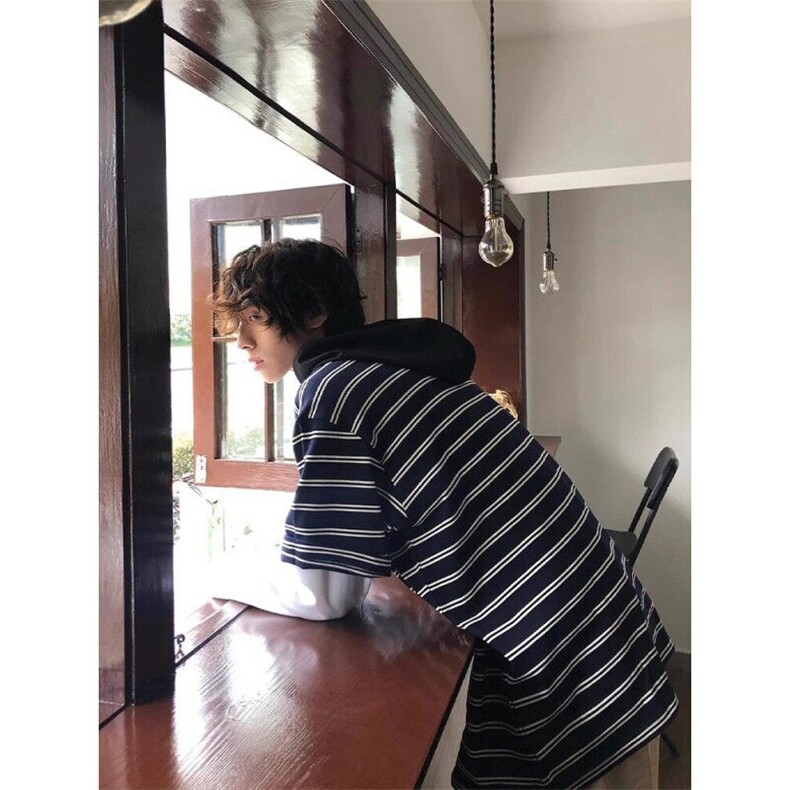 网图条纹日系短袖T恤条纹港风914-4-D032-P38,男装T恤,星座914-4