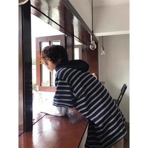 网图条纹日系短袖T恤条纹港风914-4-D032-P38图片