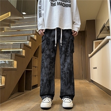 秋季新款潮流扎染灯芯绒弯刀版型宽松休闲裤K897*P45控68，男装休闲裤，星座227-1