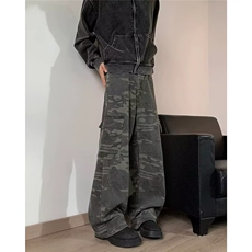 美式迷彩阔腿工装裤男廓形宽松休闲大口袋弯刀裤513ACK2678P42，男装工装外套，星座513A