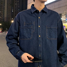 新款(跨境货源）长袖牛仔衬衫男宽松休闲外套，男装衬衫，星座1107-1