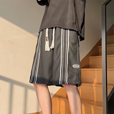 运动短裤男夏季薄款宽松外穿中裤美式潮牌侧条纹休闲裤K6107-P25，男装休闲裤，星座512-2