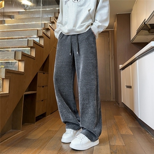 212A-K100特35控59 秋季小香风斜纹休闲裤男宽松直筒裤图片