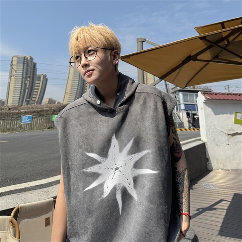 麂皮绒连帽背心坎肩男T恤美式港风JLB439-P30控48,男装背心/马甲,电商B370