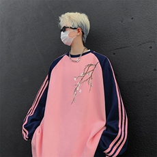 粉色拼藏青袖