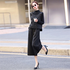 时尚设计感细闪马甲套装女2025春秋新款韩系气质通勤阔腿裤三件套，女装套装/套裙，歌伊格美