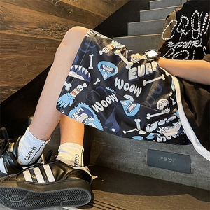 新款上市夏季短裤小妖怪潮流印花时尚宽松休闲裤子K22366-P30