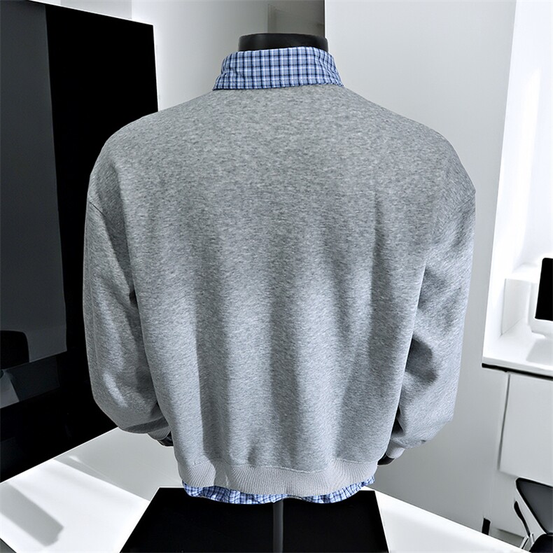 特批45新品假两件男女同款情侣拼接格子休闲卫衣百搭WY8715,男装卫衣,电商A128