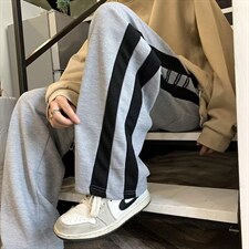 华夫格裤子男高街潮牌直筒裤港风宽松阔腿裤百搭休闲裤AK692-P38，男装休闲裤，星座1008-1