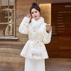 现货2025年冬季轻奢真狐狸毛中长款羽绒中长款，女装羽绒服，依如秀(原杭风阁)