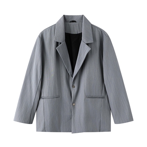 韩版A字廓形西装休闲外套男翻领西服JK2235-P75图片