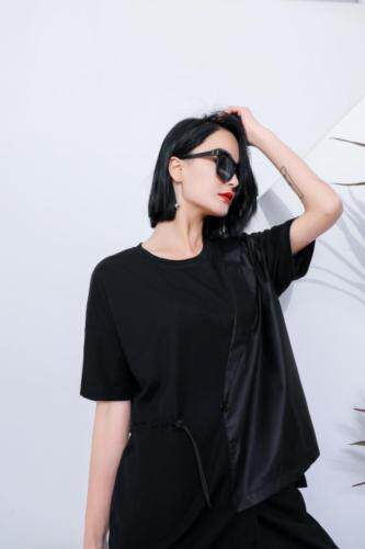 现货夏季新款拼接面料时尚，女装，赛蝶衣社