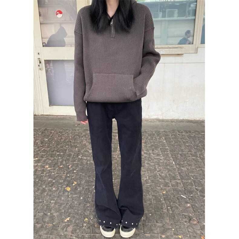 W9585-P58网图现货美式铆钉毛边微喇牛仔裤高街修身休闲裤,男装牛仔裤,星座1608-2