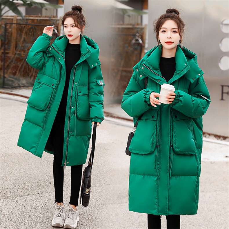 2023新款大口袋90白鸭绒长款羽绒服现货主推，女装羽绒服，艾尚靓装