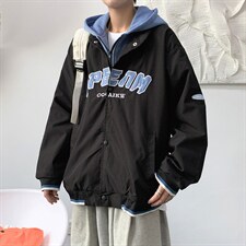 美式复古棒球服vintage春秋假两件高街hiphop连帽夹克W1409-P54，男装夹克，星座512-4