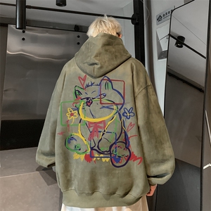420克麂皮绒潮牌重磅连帽卫衣力推大码男XZ517A-2-JP9901-P55图片