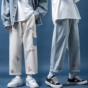 910A-A133秋装新款休闲裤情侣潮流嘻哈九分裤男图片
