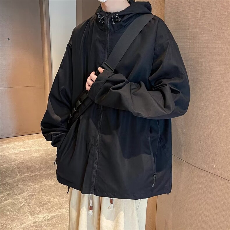 潮机能冲锋衣男士春秋季休闲户外防风夹克宽松连帽工装外套C317,男装夹克,星座1116A-1（原606A）