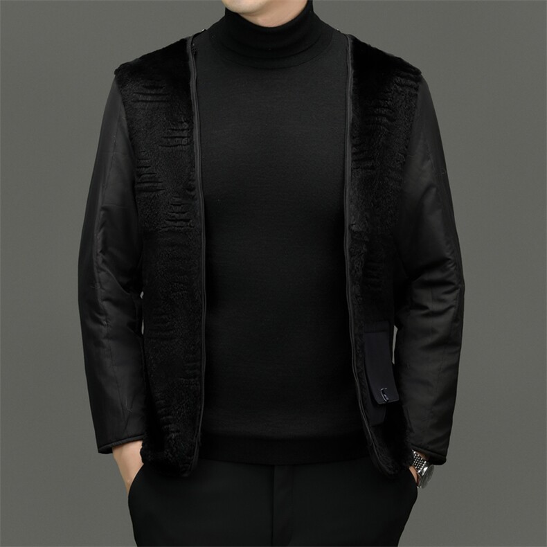 XL-PK0022秋冬男士新款夹克可脱卸兔毛内胆水貂领大衣保暖派克服,男装夹克,电商B360