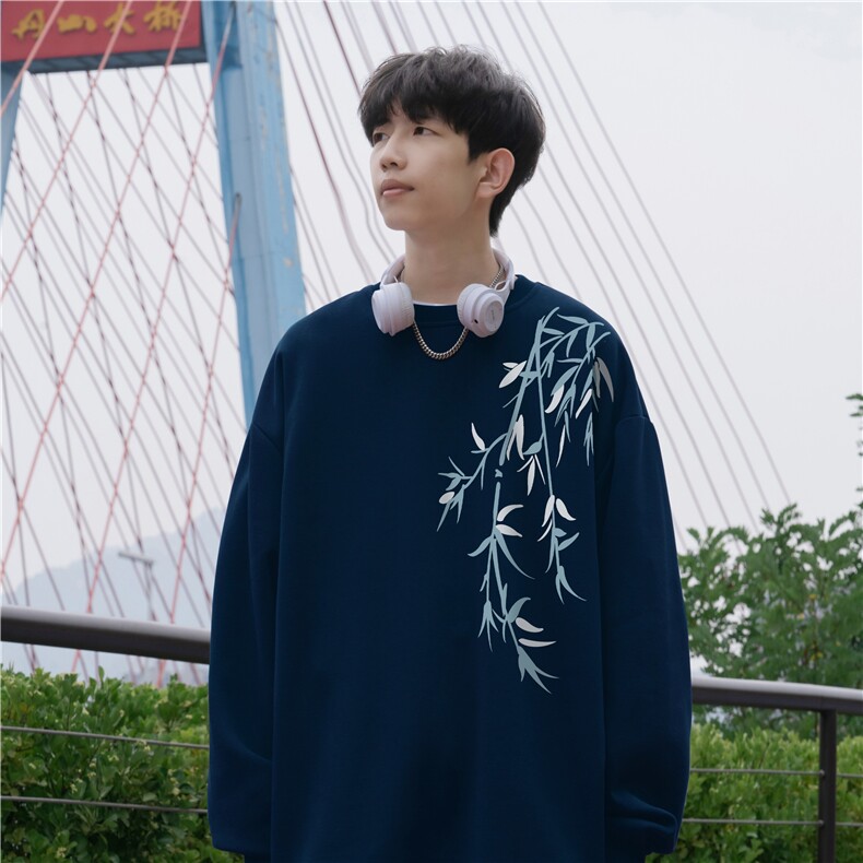 抖音品质秋季新款风纯棉印花宽松圆领卫衣wycm262特批28-控49,男装卫衣,星座605(原A050)