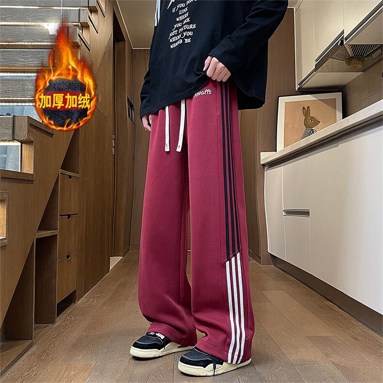 加绒休闲裤男秋冬新款港风宽松华棉复合奥利绒卫裤JR098-P55,男装休闲裤,星座214-3
