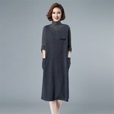 2021春秋款新款两件套长袖宽松时尚长裙纯色281款，女装套装/套裙，秋牧寒烟