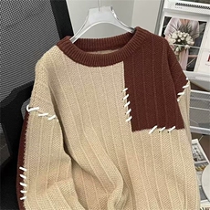 M212-P47青少年休闲毛衣男秋冬季设计感小众针织衫落肩袖，男装针织衫/毛衣，电商B323A
