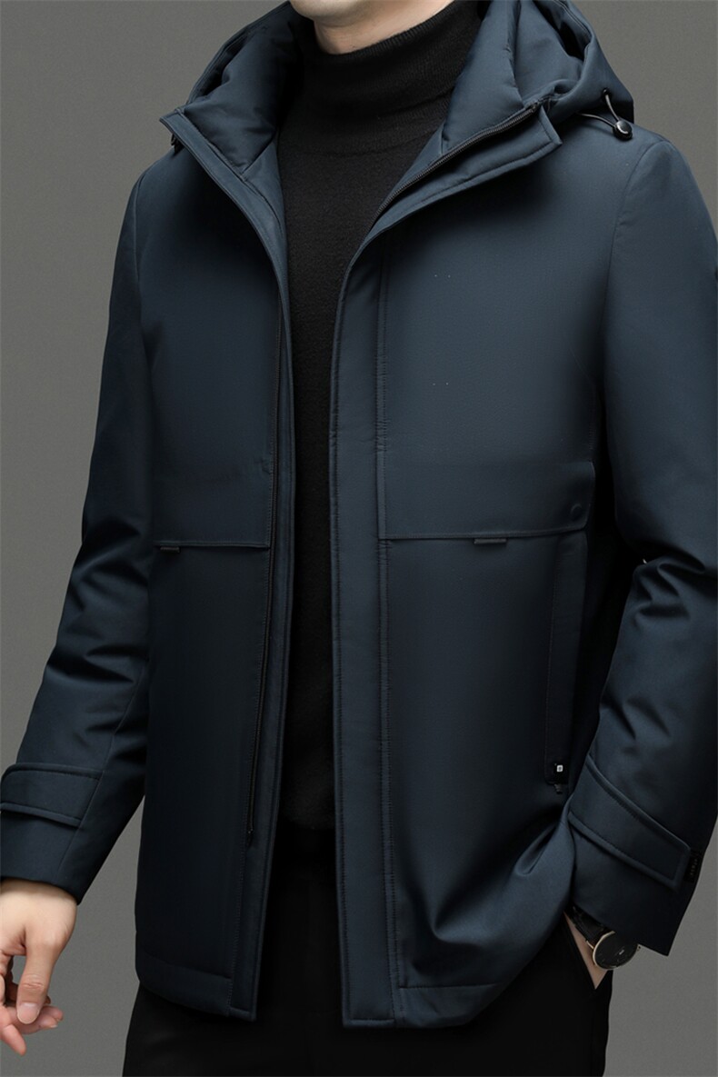 冬季2023新款中年男士商务休闲羽绒服连帽保暖冬装加厚外套男装,男装羽绒服,电商B212（原钱塘6029）