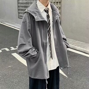 春秋港风ins连帽工装外套男韩版潮痞帅风衣宽松百搭夹克JK170-P60,男装夹克,星座1008-2