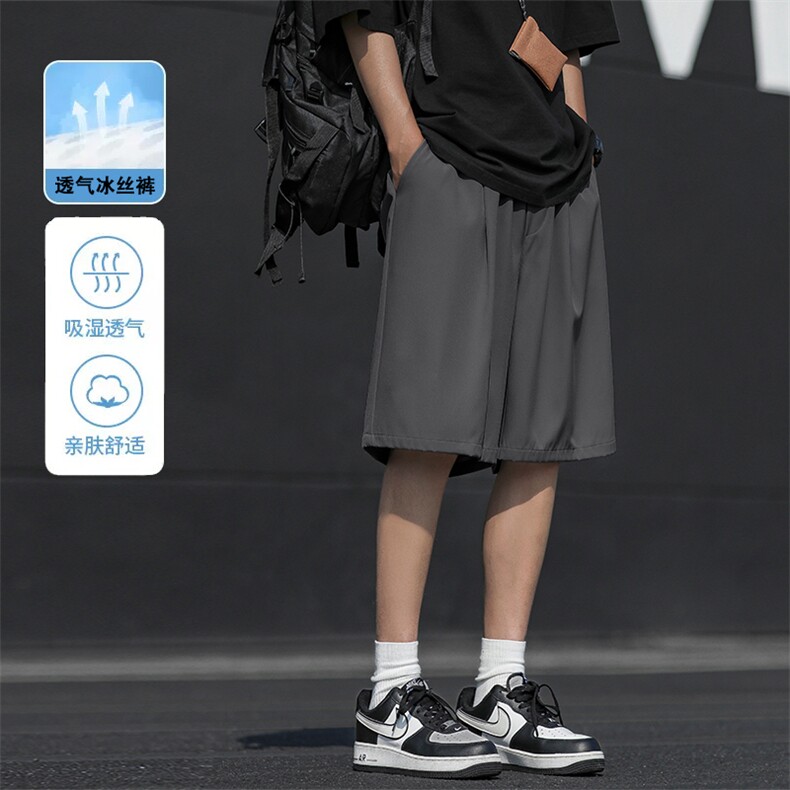 夏季薄款速干美式黑色冰丝短裤男士DK509-特批17图片