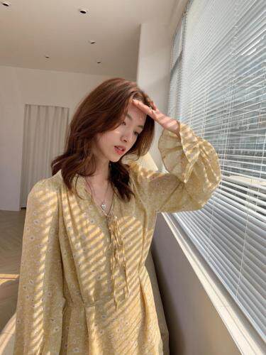 TWTIUWOO-21春季雪纺花裙子，女装，她物