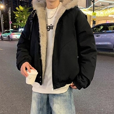 现货高品质美式高街冬季重磅硬挺短款座山雕毛领棉衣男女加厚外套，男装棉衣，电商A443