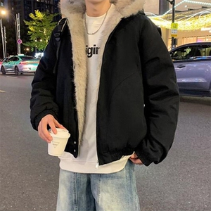 现货高品质美式高街冬季重磅硬挺短款座山雕毛领棉衣男女加厚外套图片