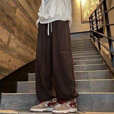 灯芯绒休闲裤男韩版字母刺绣高街束脚裤2024冬季ins长裤K4825-P35，男装休闲裤，星座412-2