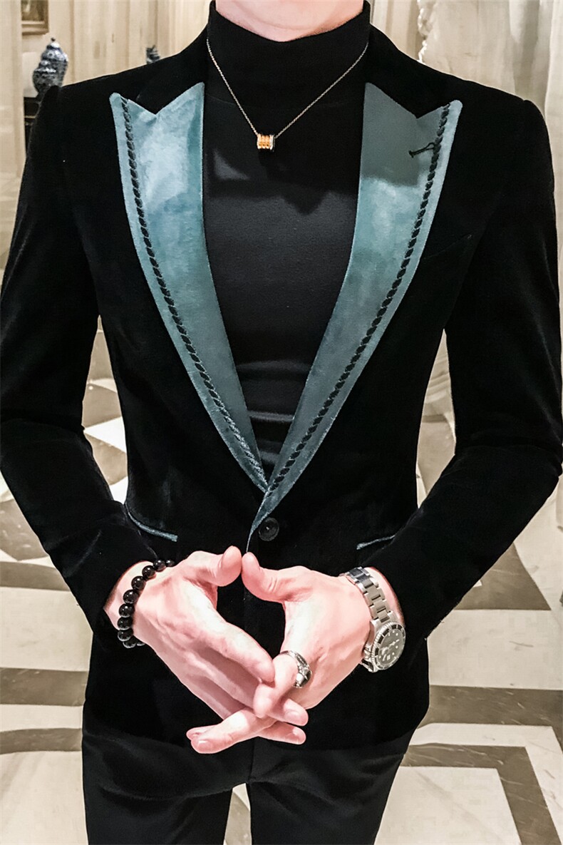 秋冬店主休闲夹克西装单西男士修身金丝绒西服A236-XZ-168-P145,男装夹克,电商A236