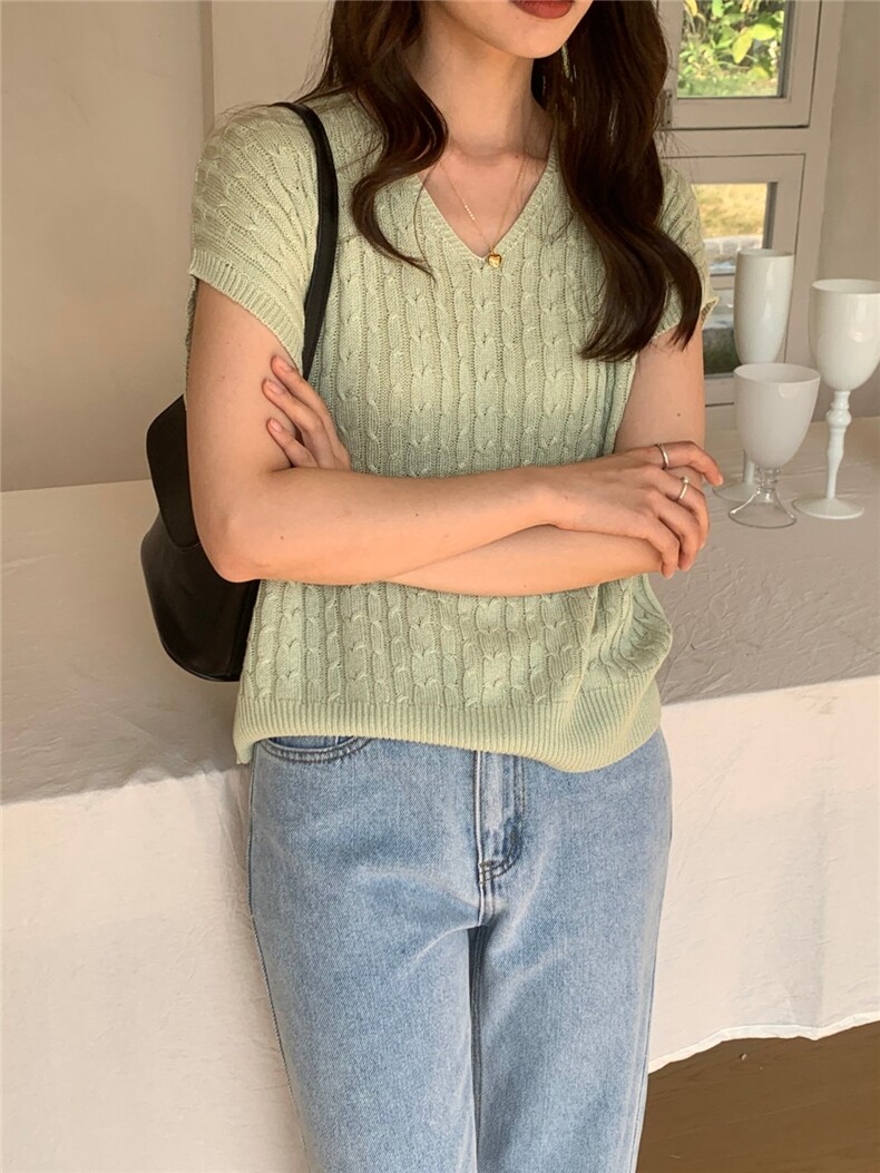 夏季新款短袖t恤女薄款圆领针织宽松百搭半袖上衣,女装T恤,斯尔特羊绒