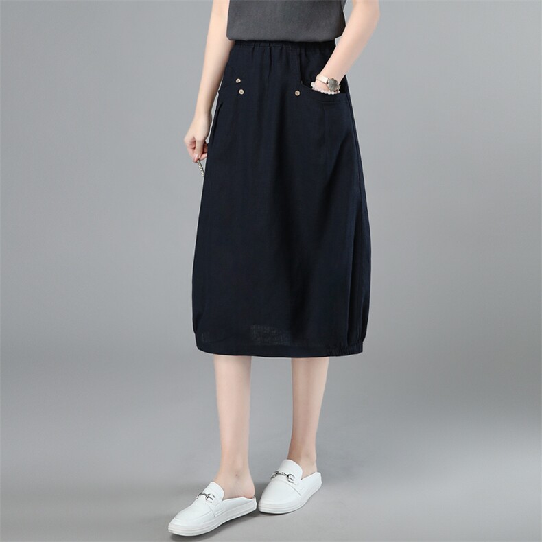 2021夏季新款时尚休闲舒适遮肉显瘦松紧腰半身裙，女装半身裙，简韵佳