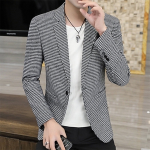 XZ8596P85新款男士西服小西装韩版时尚格子休闲西服外套西装男图片
