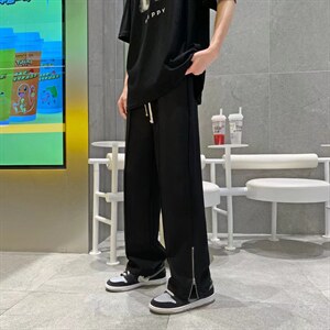 条纹运动裤男春秋季韩版潮流ins束脚裤K7087P35图片
