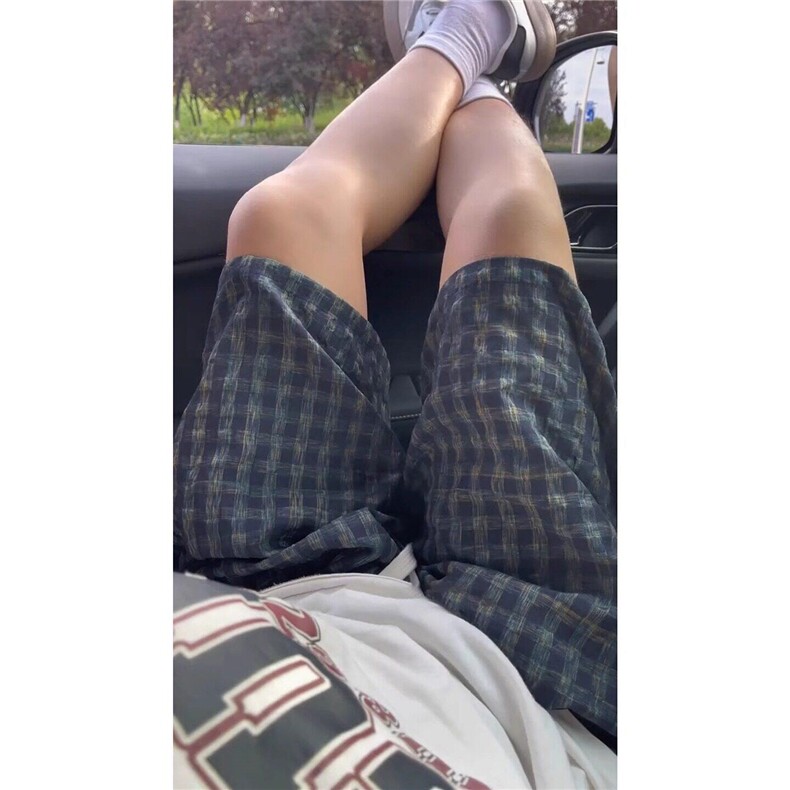CP1214-P28 薄款速干短裤男夏季格纹运动五分裤沙滩裤子图片