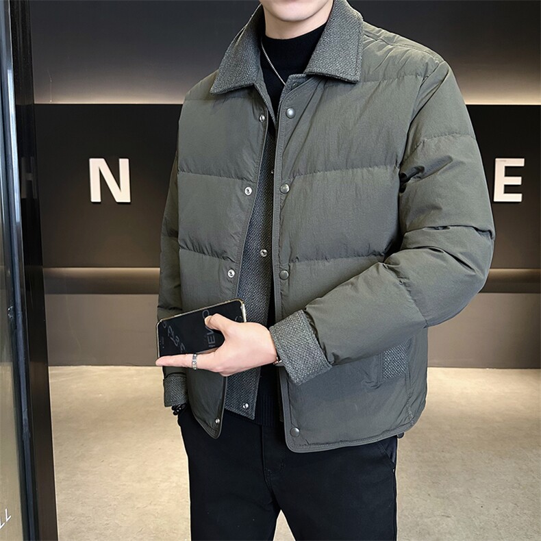 90新标假两件白鸭绒加厚保暖简约休闲羽绒服外套75511-P290,男装羽绒服,电商A413