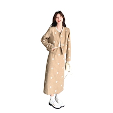 现货2D078-T1968-P195K278刺绣外套+半裙套装2件套，女装套装/套裙，2D078