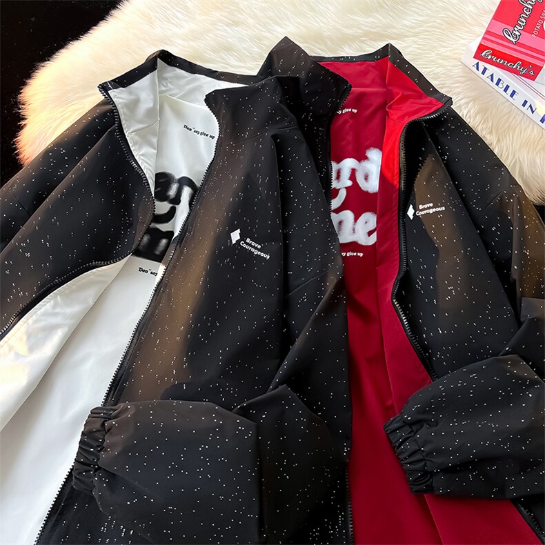 港风双面夹克闪光亮片夹克外套百搭拼色外套JK2616P60,男装夹克,电商A128