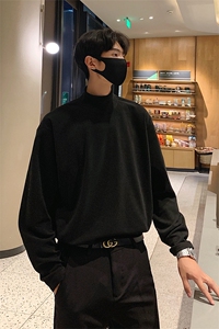 HD1318-TP20 控价38韩风冬季德绒半高领保暖打底衫男纯色卫衣图片