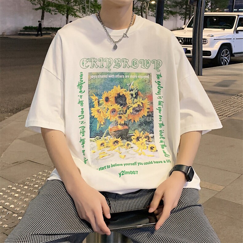 1港风休闲运动情侣大码M-5XL中性潮短袖T恤男DT7707P25控38图片