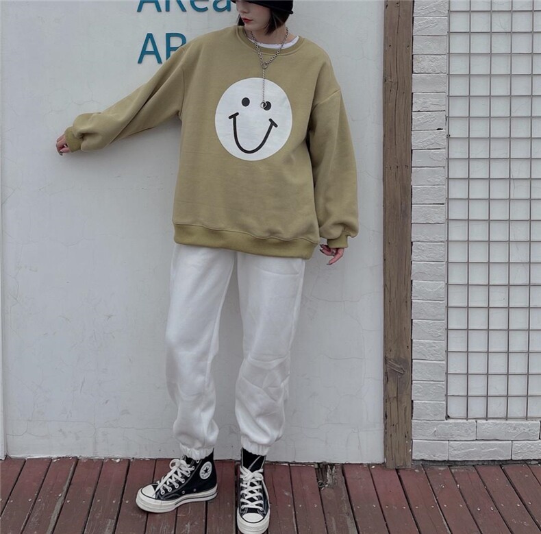 2021年冬季新款加绒加厚大版卫衣，女装卫衣/绒衫，咖啡色