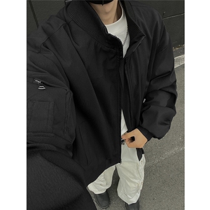 男装黑墙春季飞行服夹克春装大码clean fit宽松拉链外套S381-特88图片