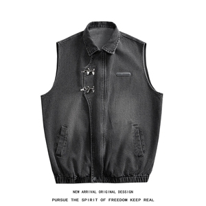MJ150/P60秋装中性风高品星空纹飞机扣牛仔马甲男无袖外套图片